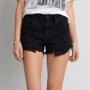 American Eagle Distressed Black Denim Shorts